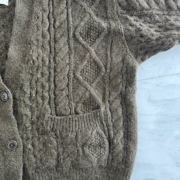 Buck Mason Baby Alpaca Cable Knit Cardigan Sweater (M) - Picture 2 of 7